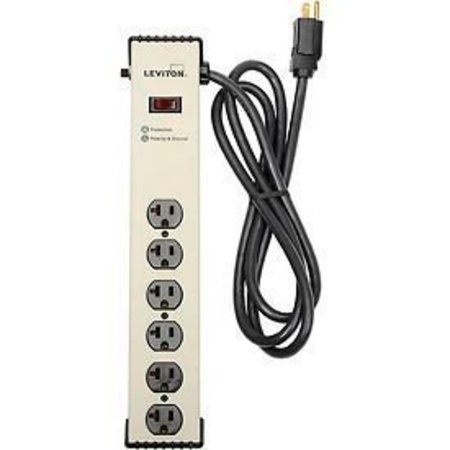LEVITON Heavy Duty Surge Protected Power Strip, 6 Outlets, 20A, 900 Joules, 6' Cord 5100-IS2
